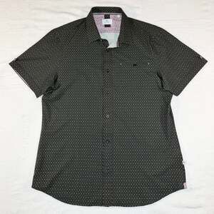 7Diamonds Men’s Black Liberty 4-Way Stretch S/S Button-Up Shirt Diamond Print